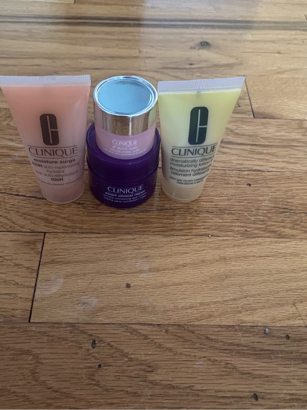 Clinique Skincare Trio in Pink, Purple & Yellow Packaging